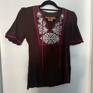 Tory Burch Brown Embroidered Women's Top